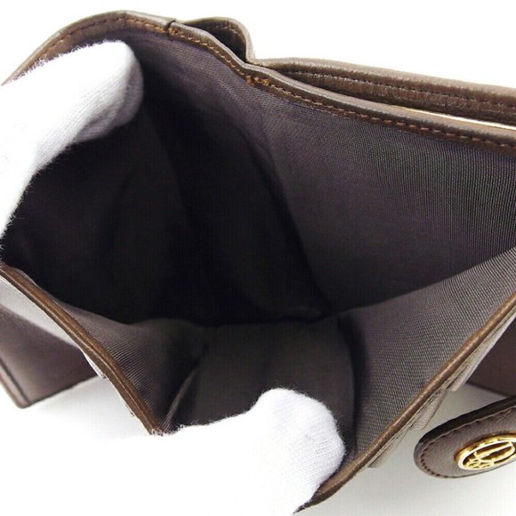 DIOR Bi -fold Wallet Logo Plate Leather Authentic - Picture 6 of 10